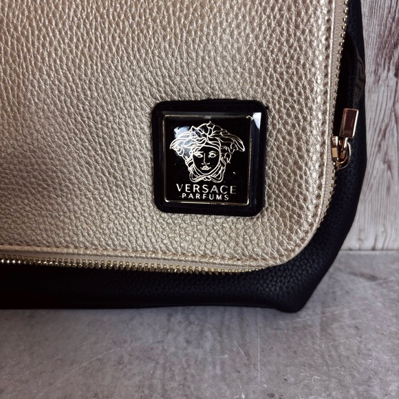 Versace Parfums Black/Gold Small Crossbody Foldover Purse with Dust Bag - Picture 2 of 5